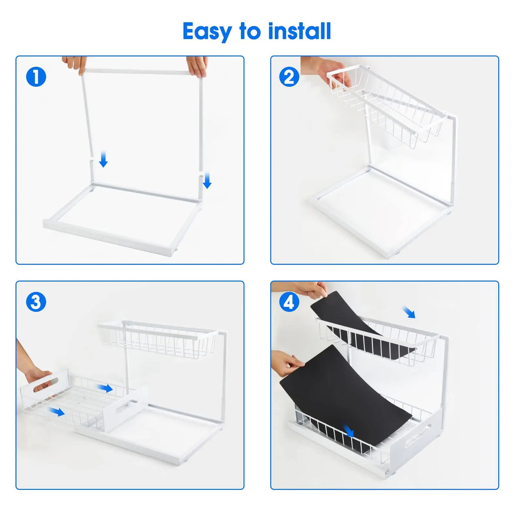Under Sink Organizer – 2-Tier Sliding Pull-Out Cabinet Basket for Kitchen & Bathroom – Cabinet Organizer