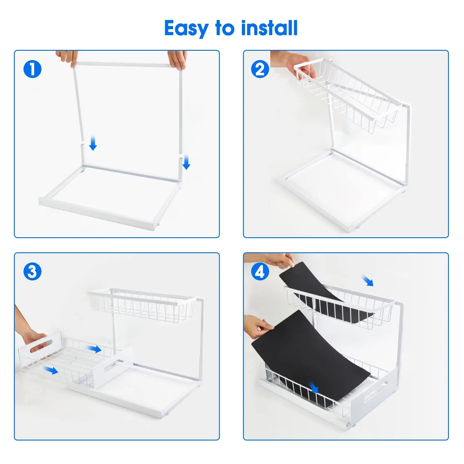 Under Sink Organizer – 2-Tier Sliding Pull-Out Cabinet Basket for Kitchen & Bathroom – Cabinet Organizer