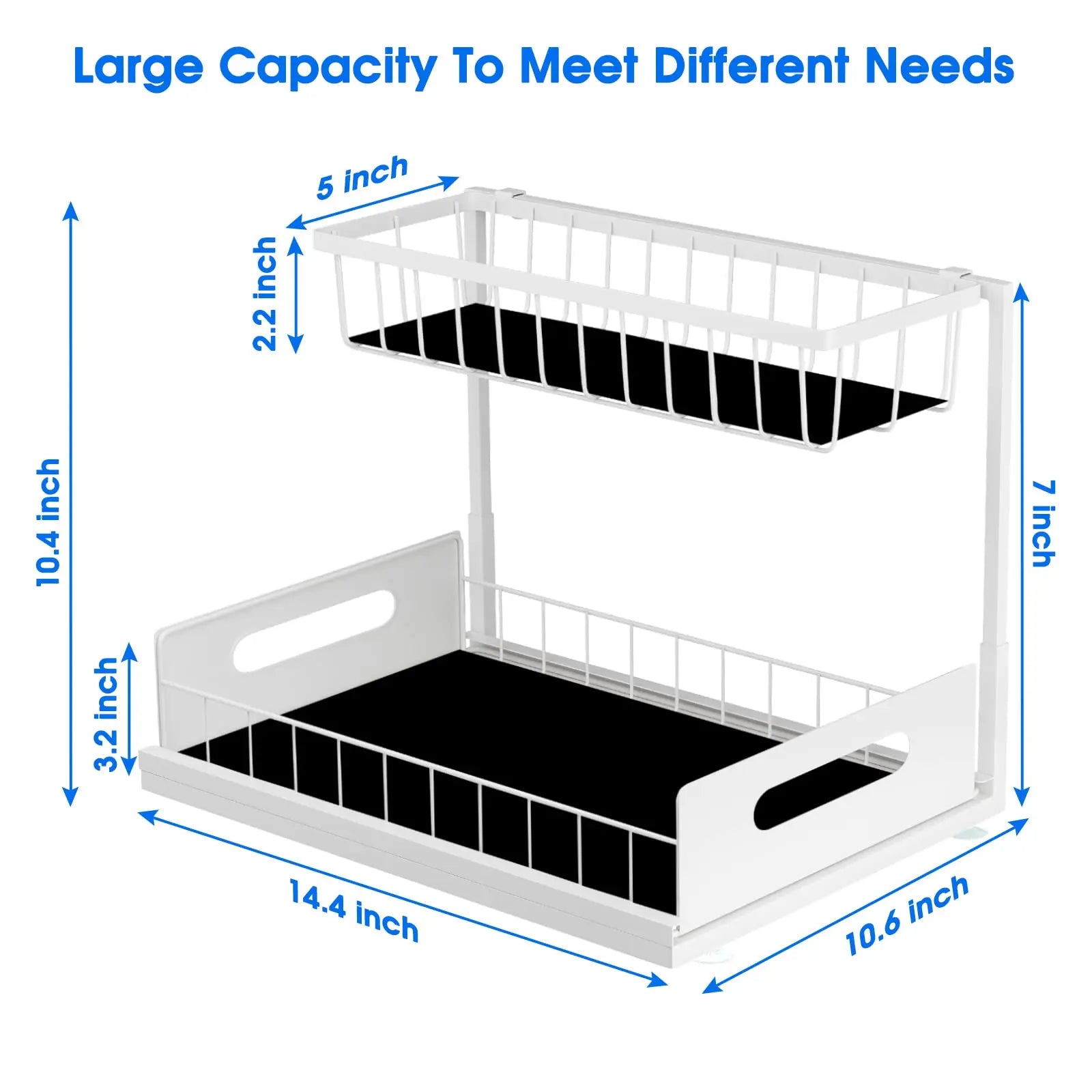 Under Sink Organizer – 2-Tier Sliding Pull-Out Cabinet Basket for Kitchen & Bathroom – Cabinet Organizer