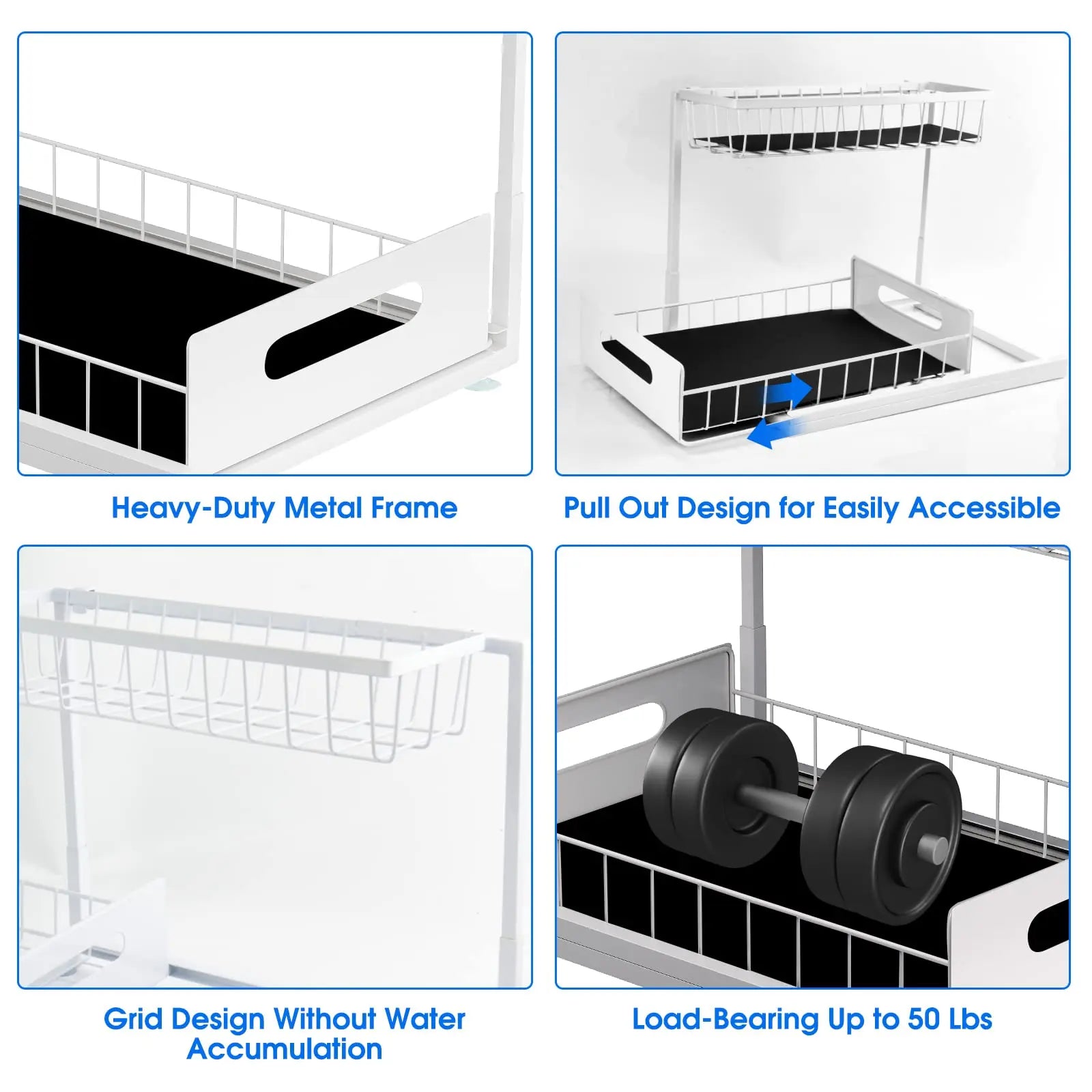Under Sink Organizer – 2-Tier Sliding Pull-Out Cabinet Basket for Kitchen & Bathroom – Cabinet Organizer