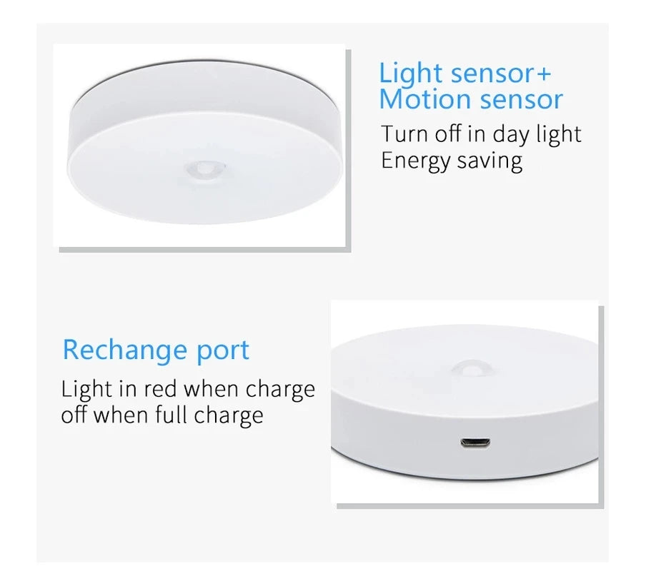 USB Rechargeable Motion Sensor Night Light – Wireless LED Lamp for Kitchen, Closet & Hallway – Night Light