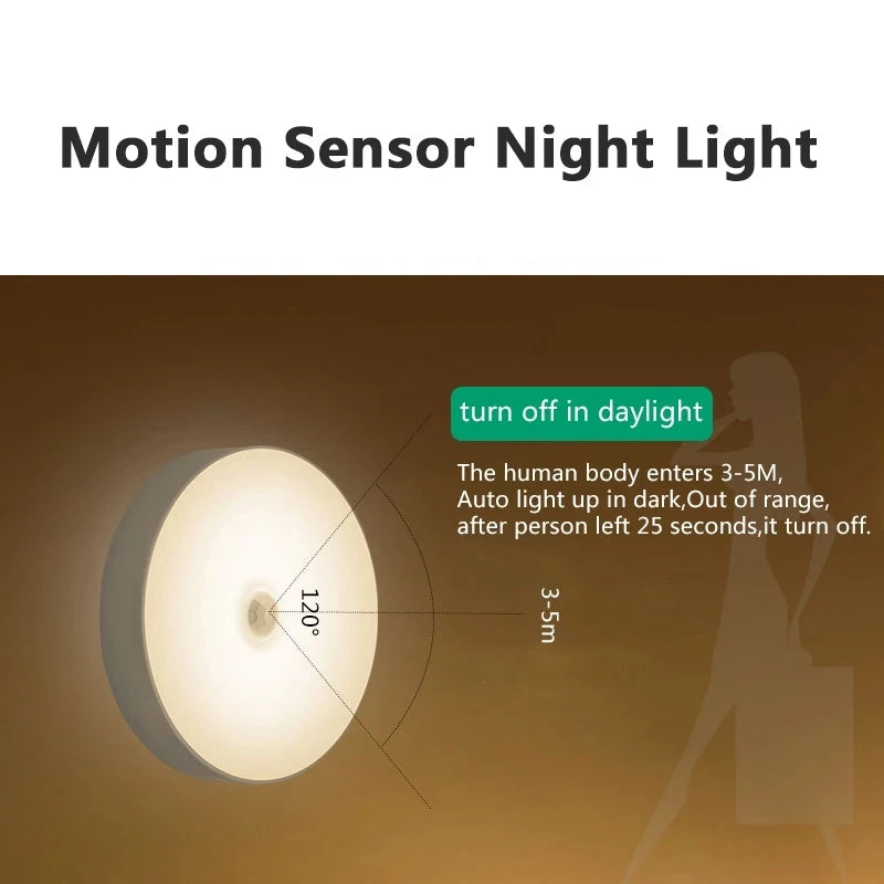 USB Rechargeable Motion Sensor Night Light – Wireless LED Lamp for Kitchen, Closet & Hallway – Night Light