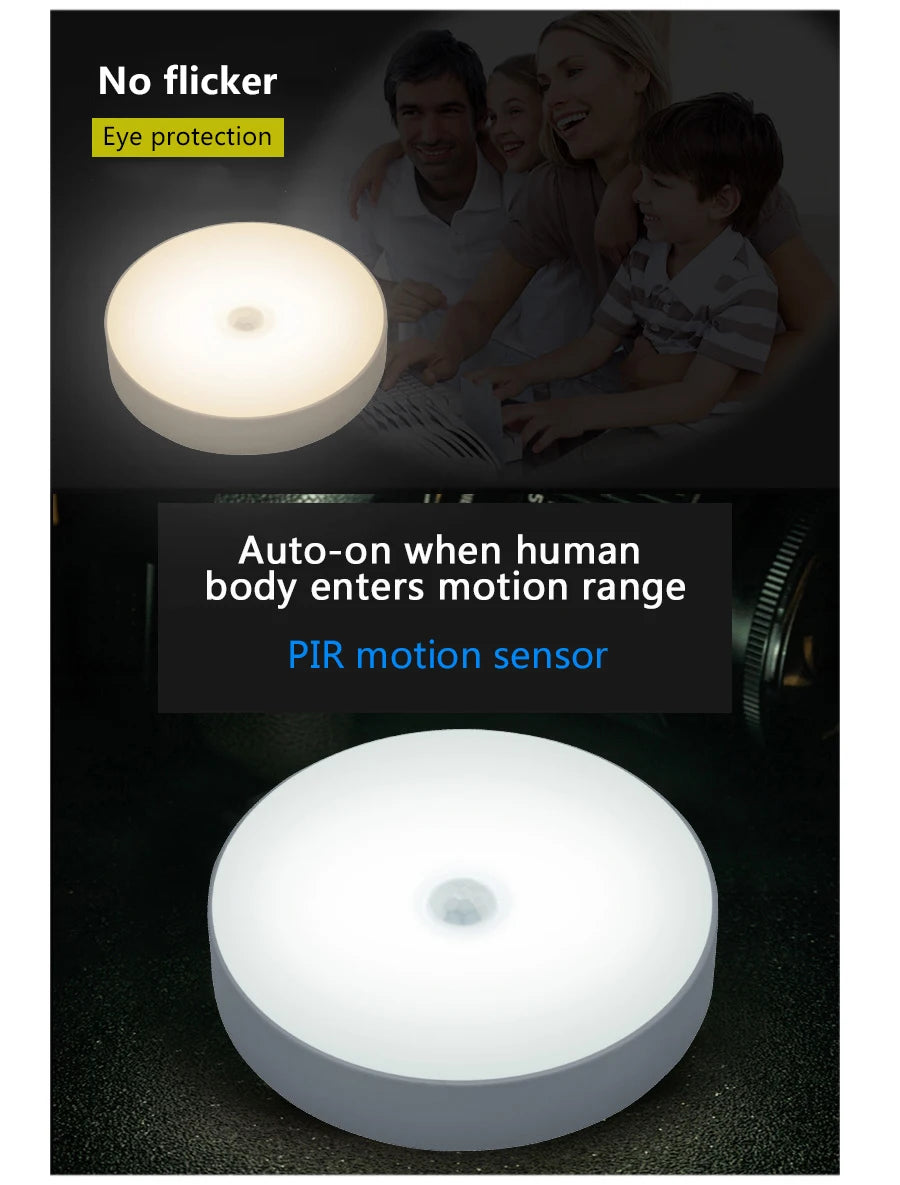 USB Rechargeable Motion Sensor Night Light – Wireless LED Lamp for Kitchen, Closet & Hallway – Night Light