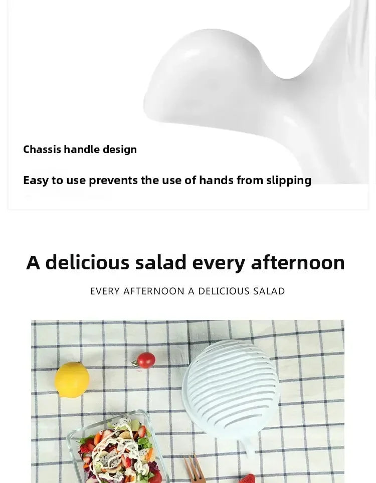 Salad Cutter Bowl – Vegetable & Fruit Slicing Bowl for Fast Meal Prep, No Cutting Board Needed – Kitchen Tools