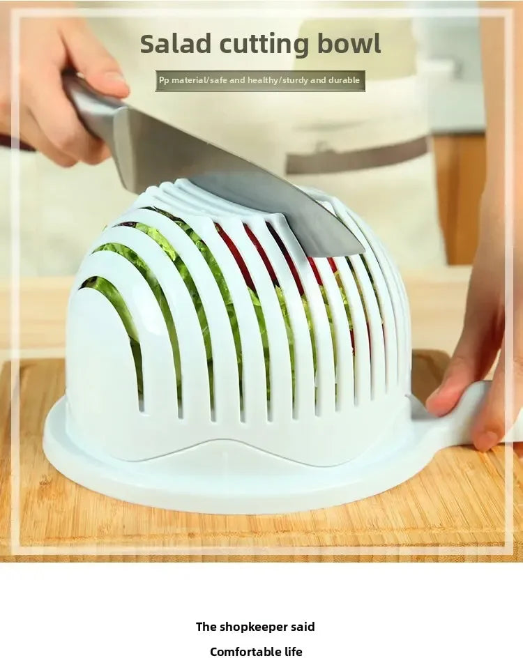 Salad Cutter Bowl – Vegetable & Fruit Slicing Bowl for Fast Meal Prep, No Cutting Board Needed – Kitchen Tools