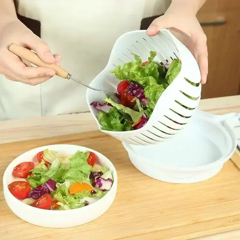 Salad Cutter Bowl – Vegetable & Fruit Slicing Bowl for Fast Meal Prep, No Cutting Board Needed – Kitchen Tools