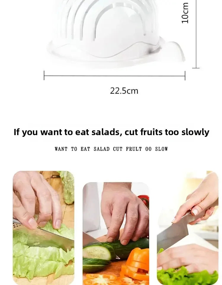 Salad Cutter Bowl – Vegetable & Fruit Slicing Bowl for Fast Meal Prep, No Cutting Board Needed – Kitchen Tools
