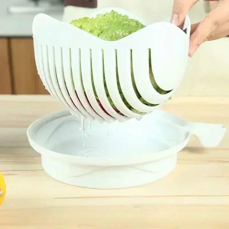Salad Cutter Bowl – Vegetable & Fruit Slicing Bowl for Fast Meal Prep, No Cutting Board Needed – Kitchen Tools