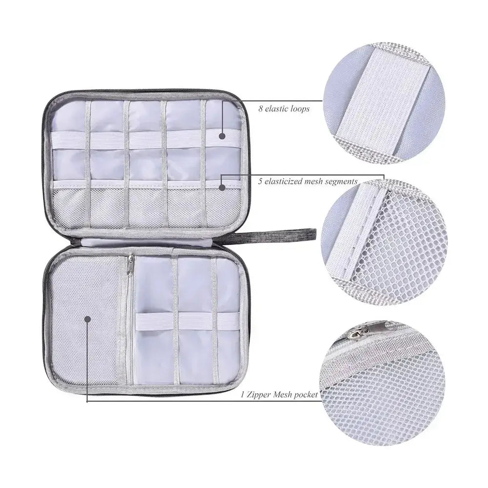 Waterproof Electronics Organizer Bag – Travel Cable & Accessories Pouch, 8 Cable Loops, Lightweight 120g – Travel & Accessories