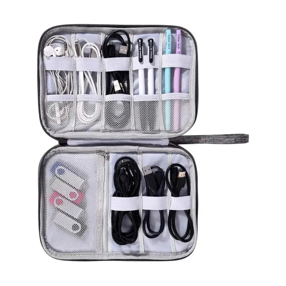 Waterproof Electronics Organizer Bag – Travel Cable & Accessories Pouch, 8 Cable Loops, Lightweight 120g – Travel & Accessories