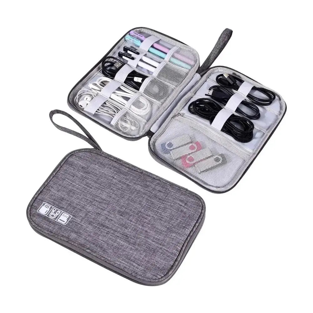 Waterproof Electronics Organizer Bag – Travel Cable & Accessories Pouch, 8 Cable Loops, Lightweight 120g – Travel & Accessories