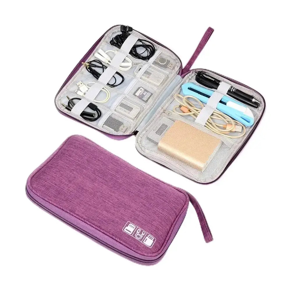 Waterproof Electronics Organizer Bag – Travel Cable & Accessories Pouch, 8 Cable Loops, Lightweight 120g – Travel & Accessories