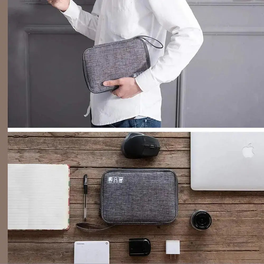 Waterproof Electronics Organizer Bag – Travel Cable & Accessories Pouch, 8 Cable Loops, Lightweight 120g – Travel & Accessories