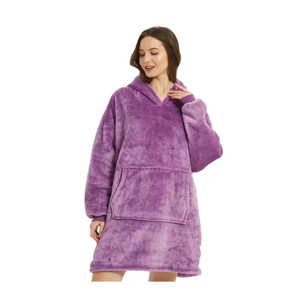 Wearable Blanket Hoodie – Ultra Plush Sherpa Fleece with Sleeves & Hood – Blankets & Throws