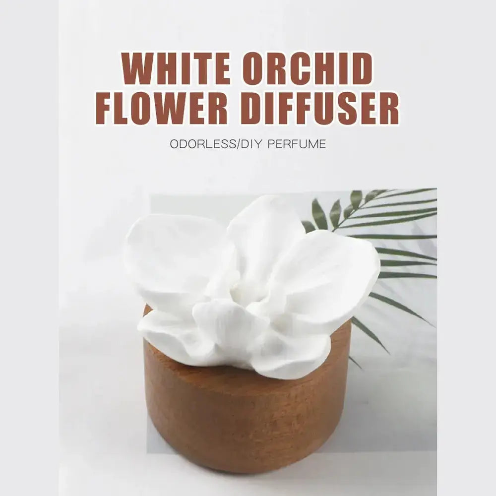 Flower aroma diffuser for home featuring a white orchid design, perfect for DIY fragrance decoration without electricity.