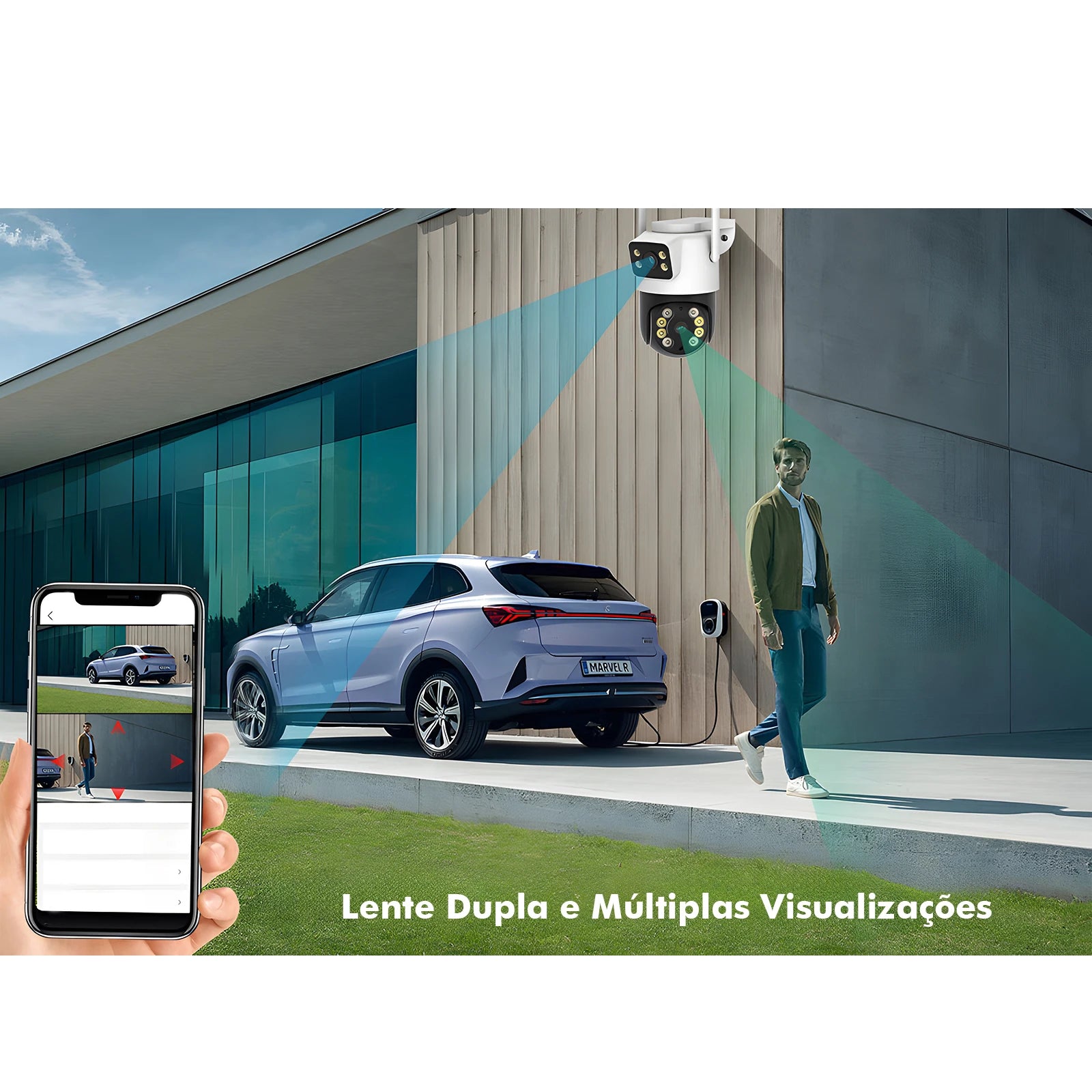 3MP Dual-Lens WiFi Security Camera – Waterproof Outdoor Surveillance, Wide-Angle, Smartphone Monitoring – Security & Surveillance