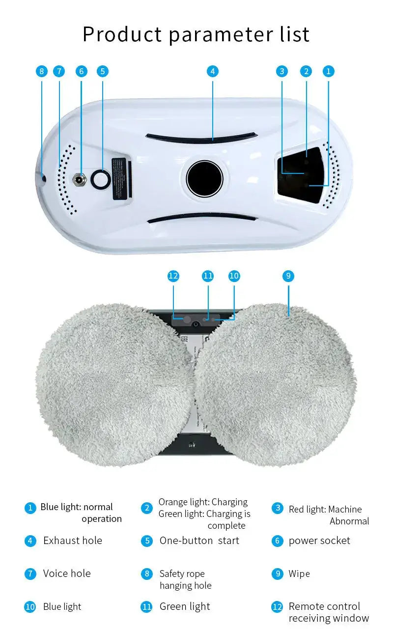 Automatic Window Cleaning Robot – 5600PA Dual Suction, 3 Modes, UPS Backup, Streak-Free Glass Cleaner – Smart Home & Cleaning