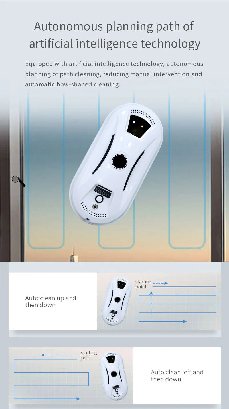 Automatic Window Cleaning Robot – 5600PA Dual Suction, 3 Modes, UPS Backup, Streak-Free Glass Cleaner – Smart Home & Cleaning
