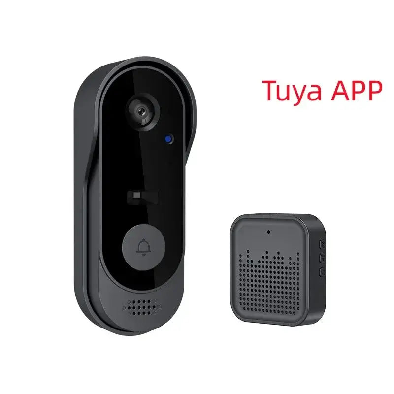 Wireless video doorbell with HD camera, night vision, and two-way audio intercom.