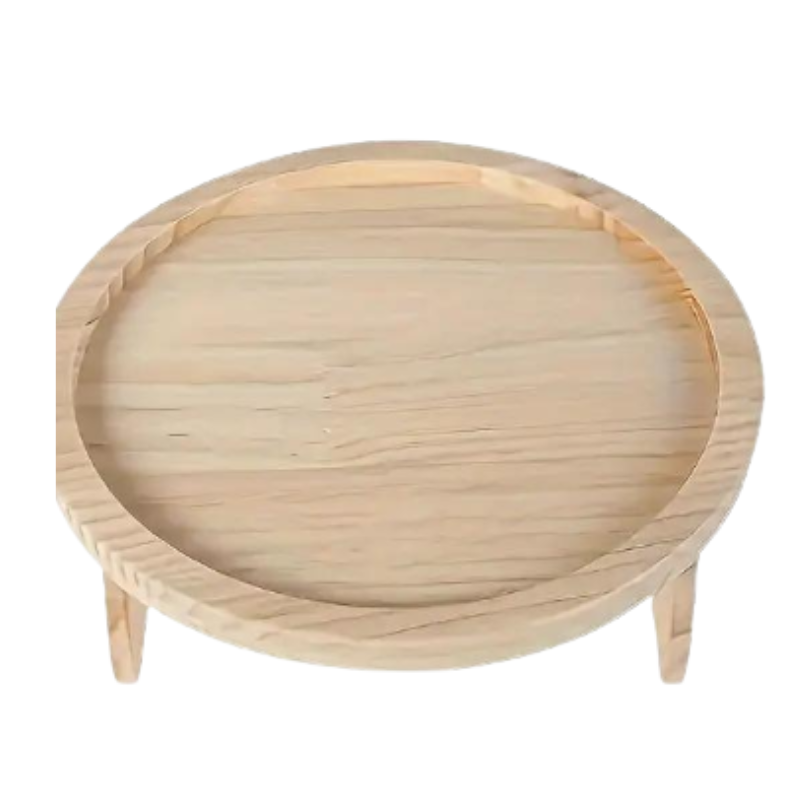 Wooden sofa armrest tray with a built-in cup holder and clip-on design.