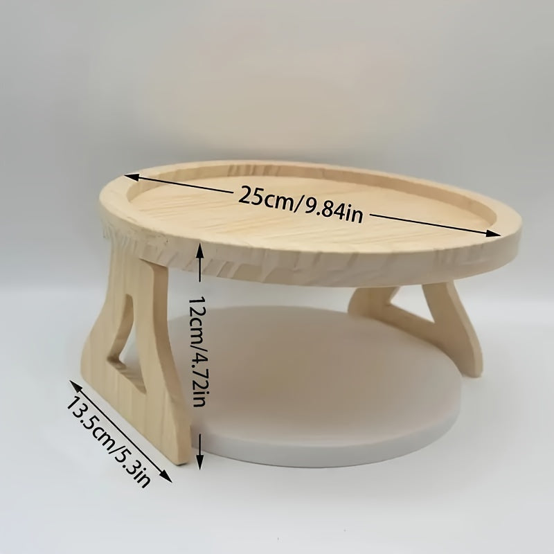 Wooden sofa armrest tray with a built-in cup holder and clip-on design.