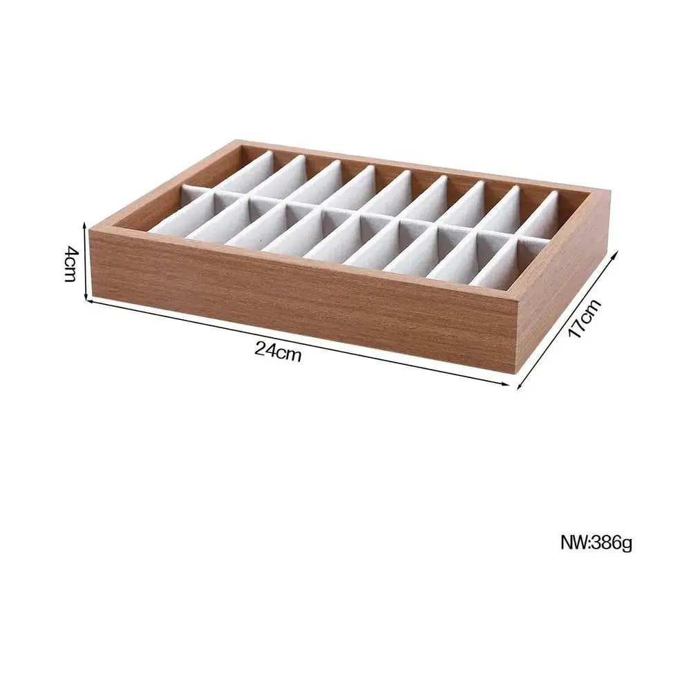 Wooden Velvet Jewelry Tray Organizer | Stackable Drawer Insert – image 19